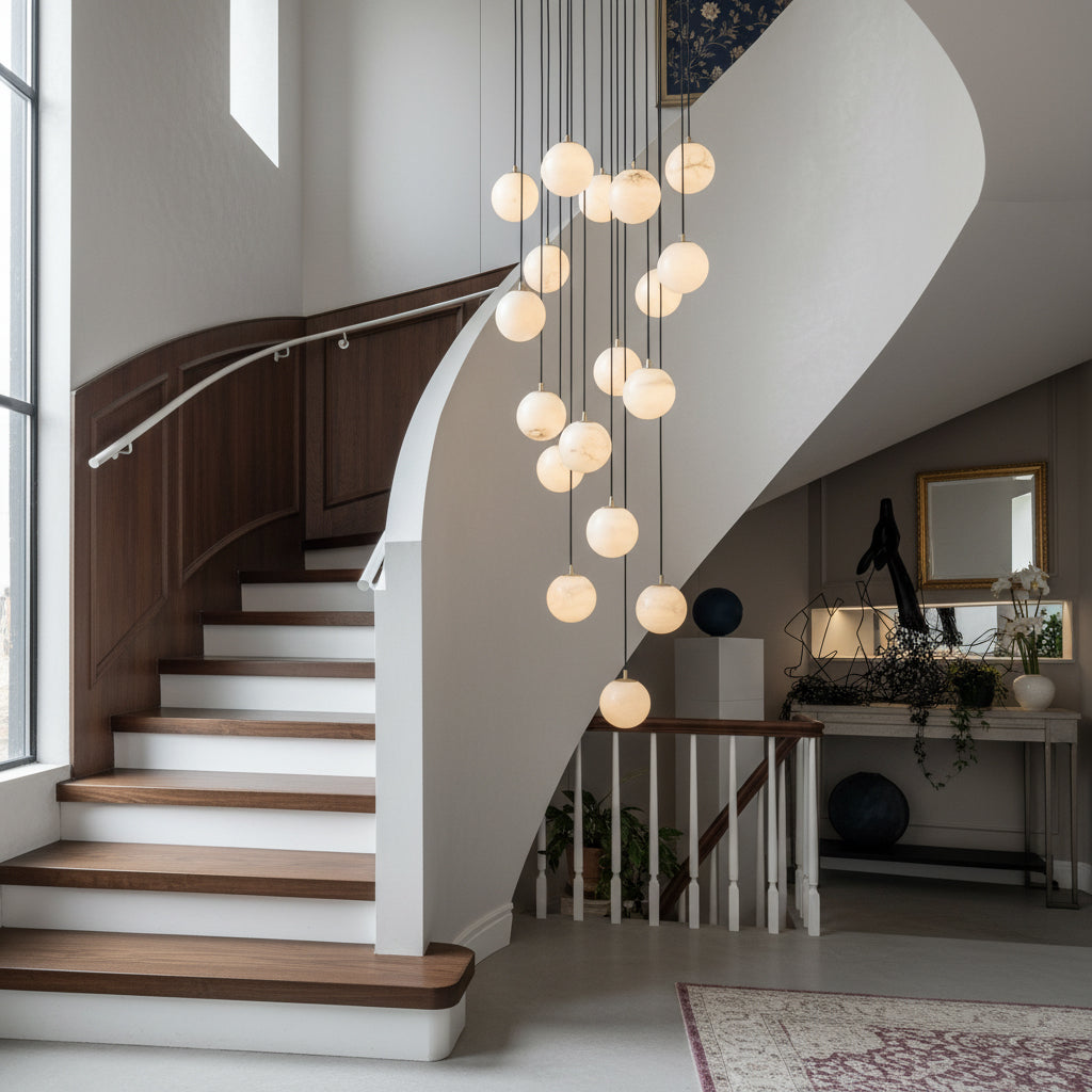 Ember Oak & Co. Alabaster Balls Cluster Chandelier