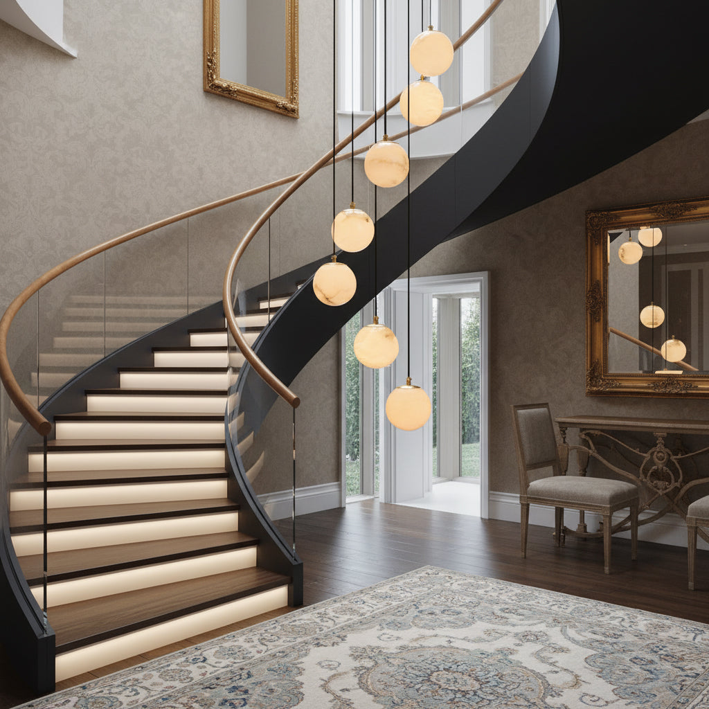 Ember Oak & Co. Alabaster Balls Cluster Chandelier