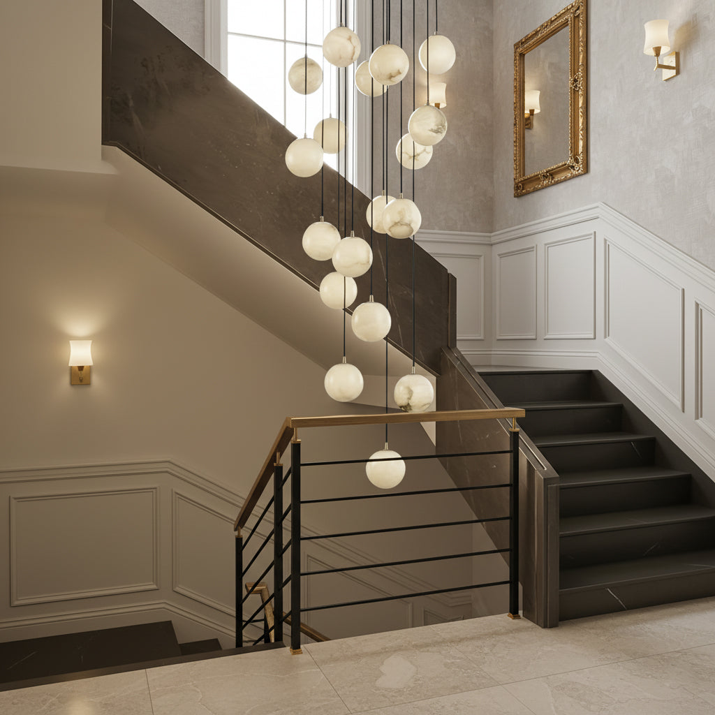 Ember Oak & Co. Alabaster Balls Cluster Chandelier