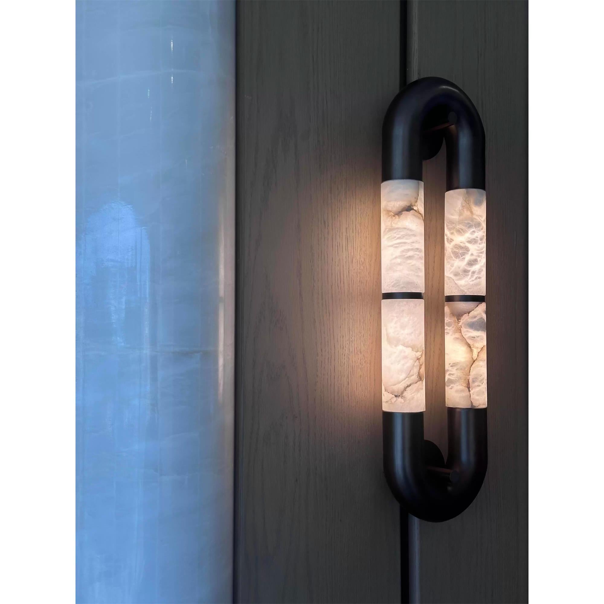 Ember Oak & Co. Alabaster Banded KoKo Sconce — Natural Alabaster Stone