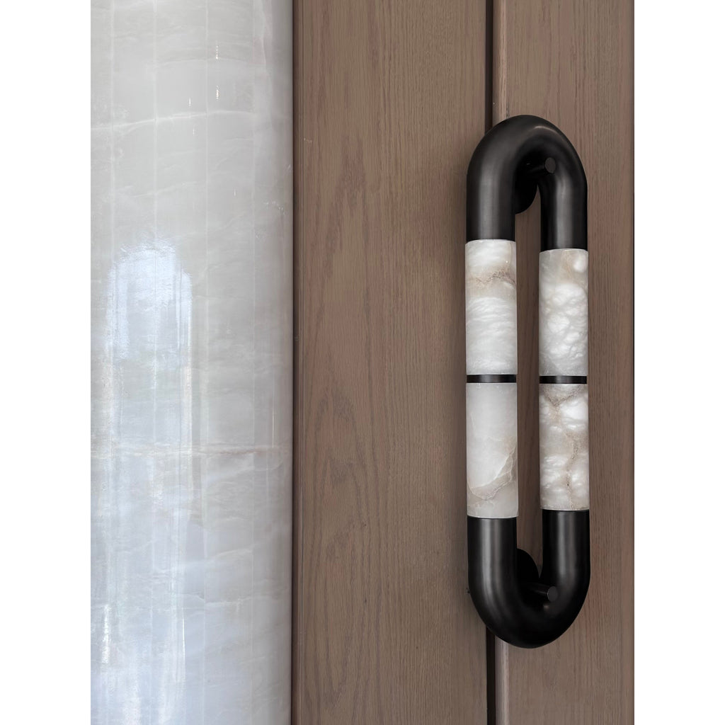 Ember Oak & Co. Alabaster Banded KoKo Sconce — Natural Alabaster Stone