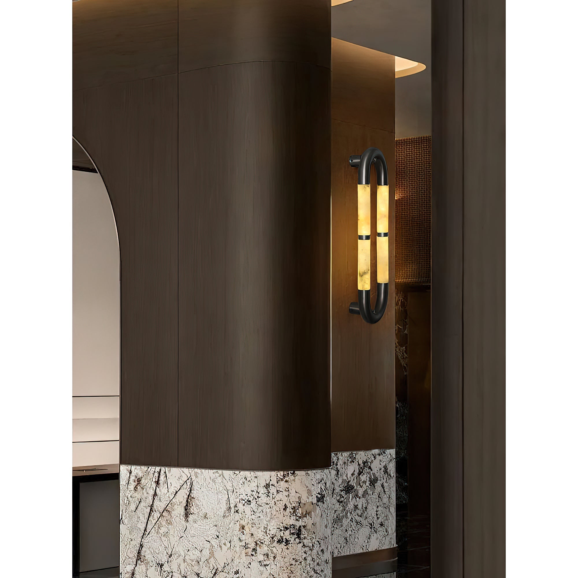 Ember Oak & Co. Alabaster Banded KoKo Sconce — Natural Alabaster Stone