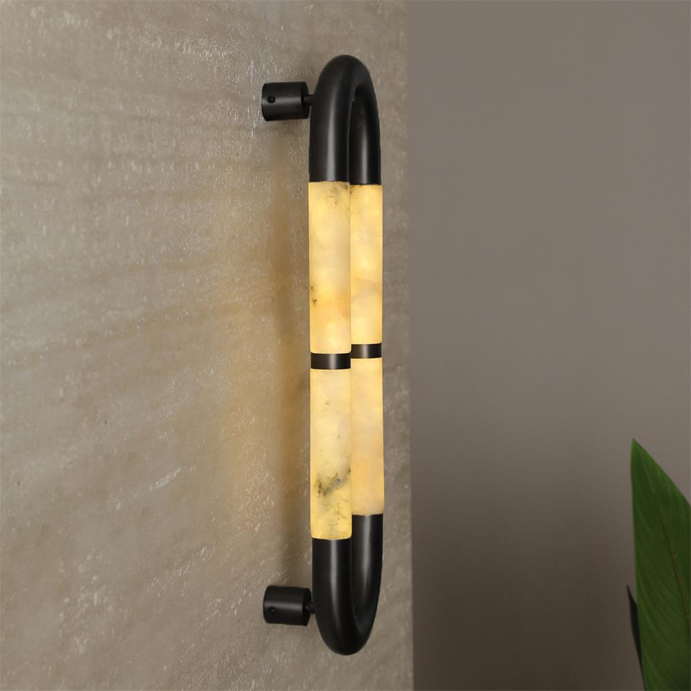 Ember Oak & Co. Alabaster Banded KoKo Sconce — Natural Alabaster Stone