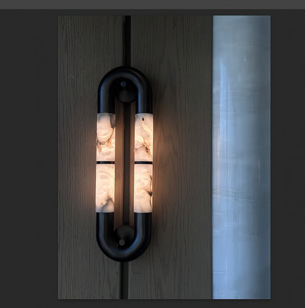 Ember Oak & Co. Alabaster Banded KoKo Sconce — Natural Alabaster Stone