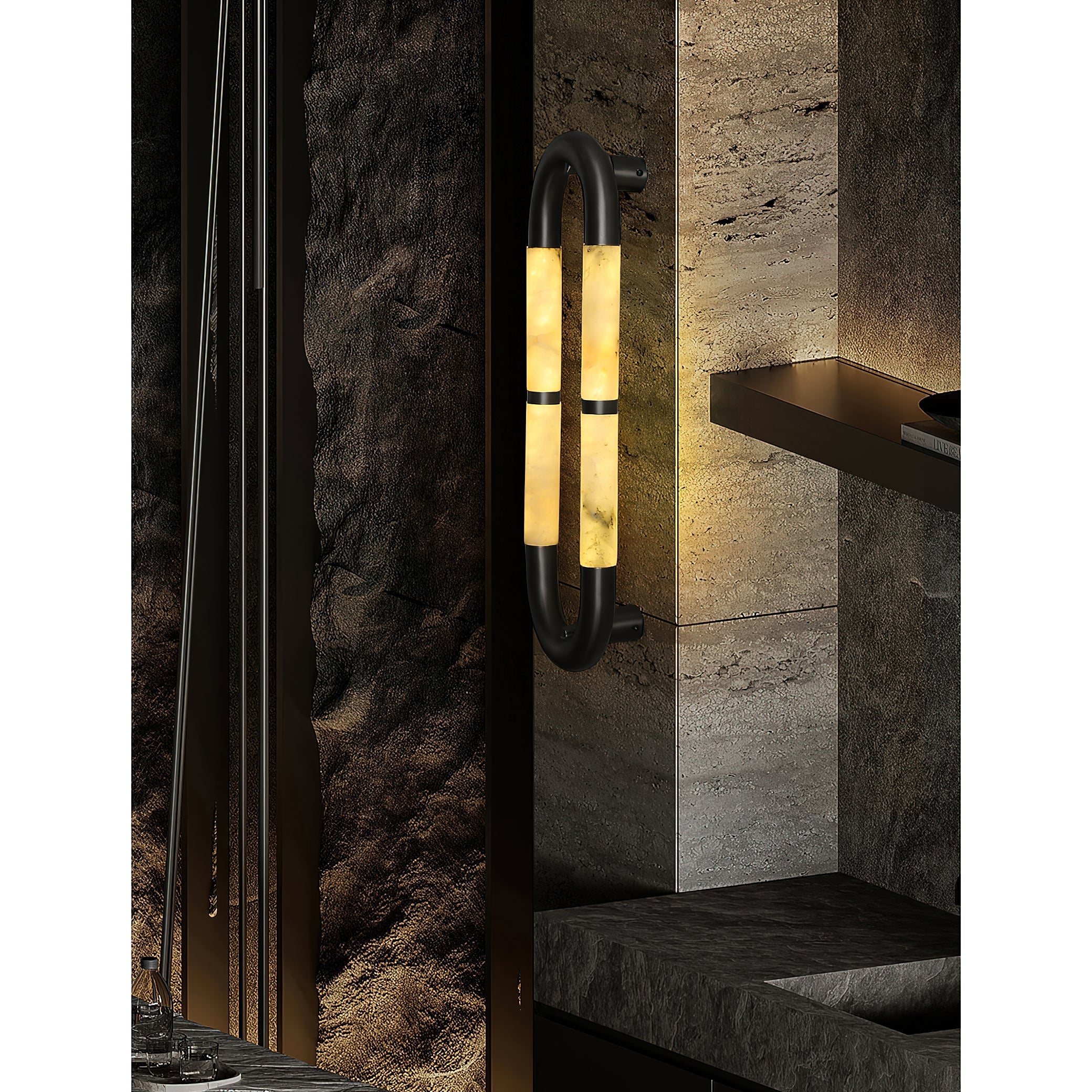 Ember Oak & Co. Alabaster Banded KoKo Sconce — Natural Alabaster Stone