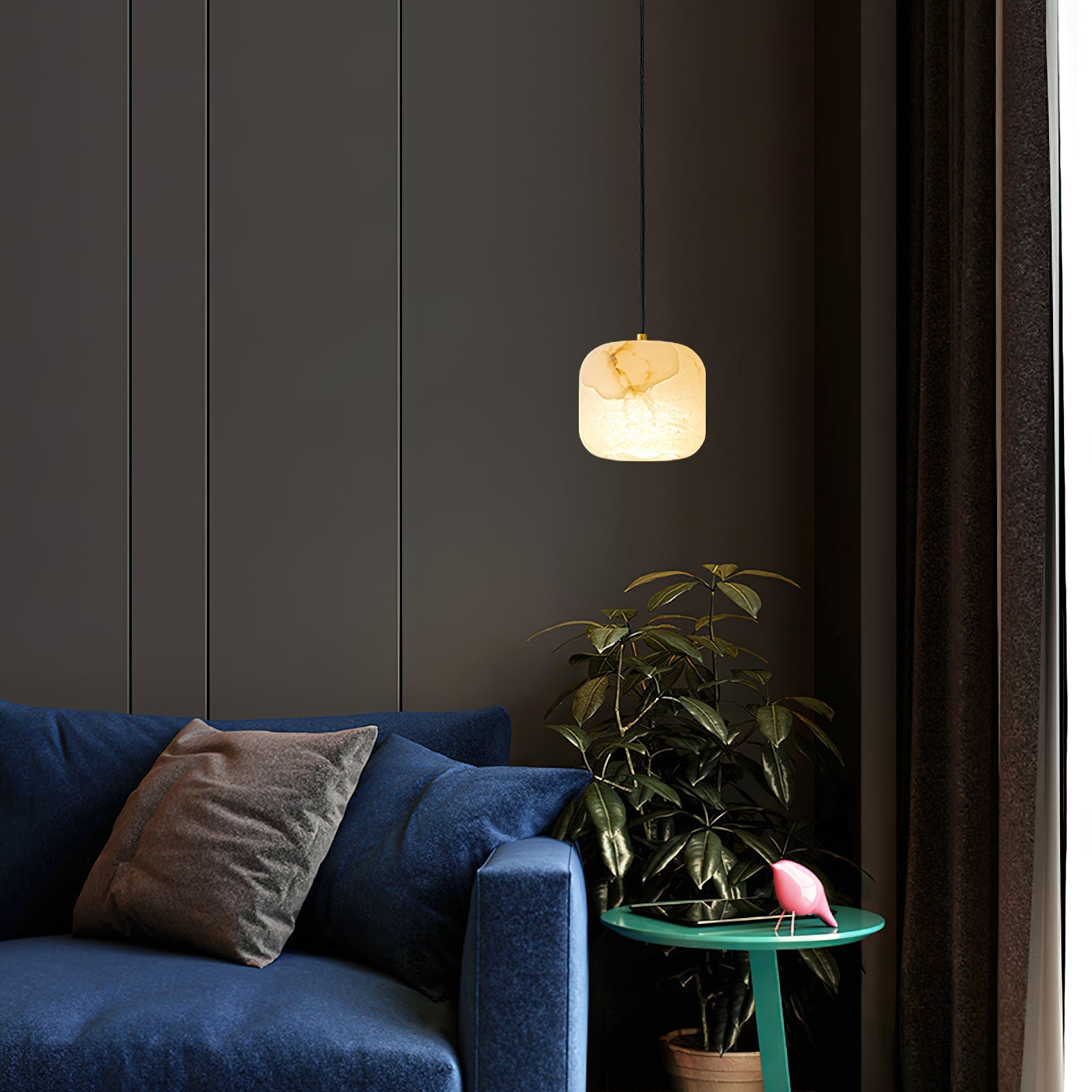 Ember Oak & Co. Alabaster Bedside Pendant Light
