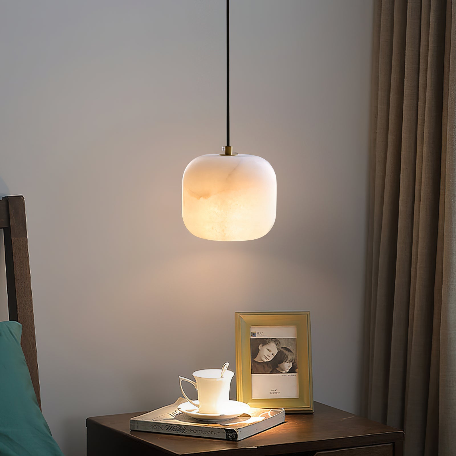 Ember Oak & Co. Alabaster Bedside Pendant Light