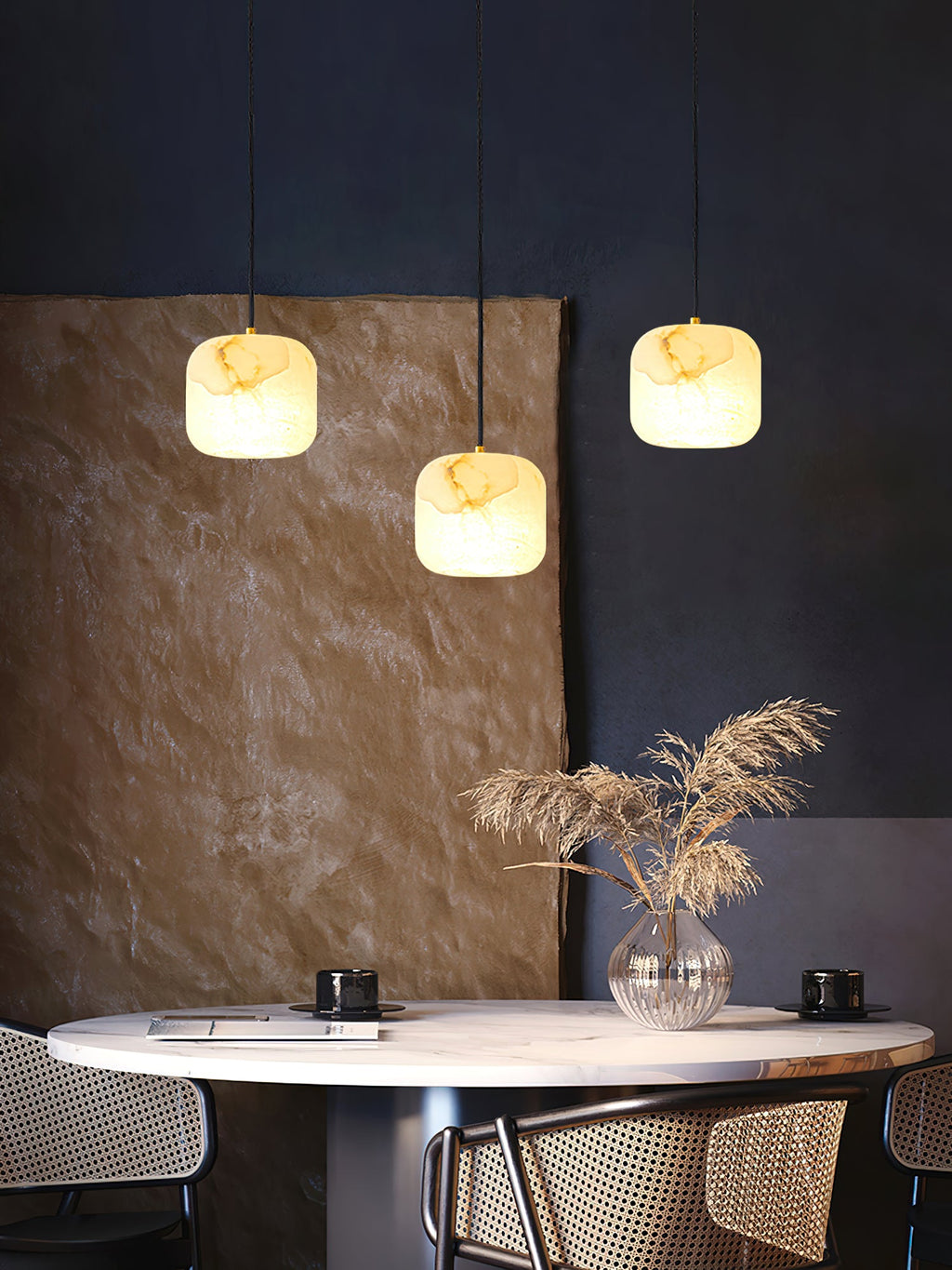 Ember Oak & Co. Alabaster Bedside Pendant Light