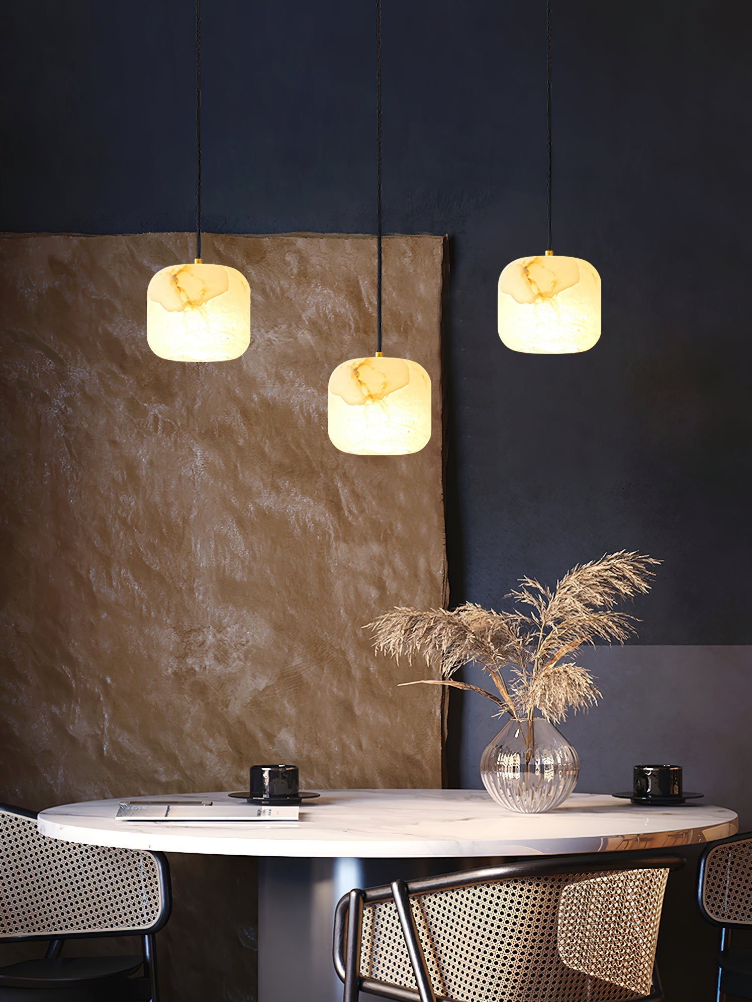 Ember Oak & Co. Alabaster Bedside Pendant Light