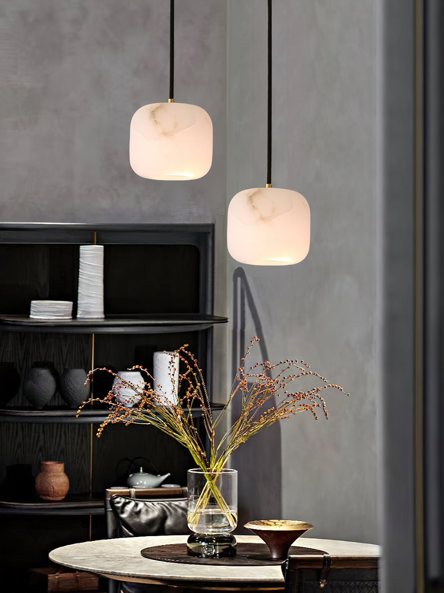 Ember Oak & Co. Alabaster Bedside Pendant Light