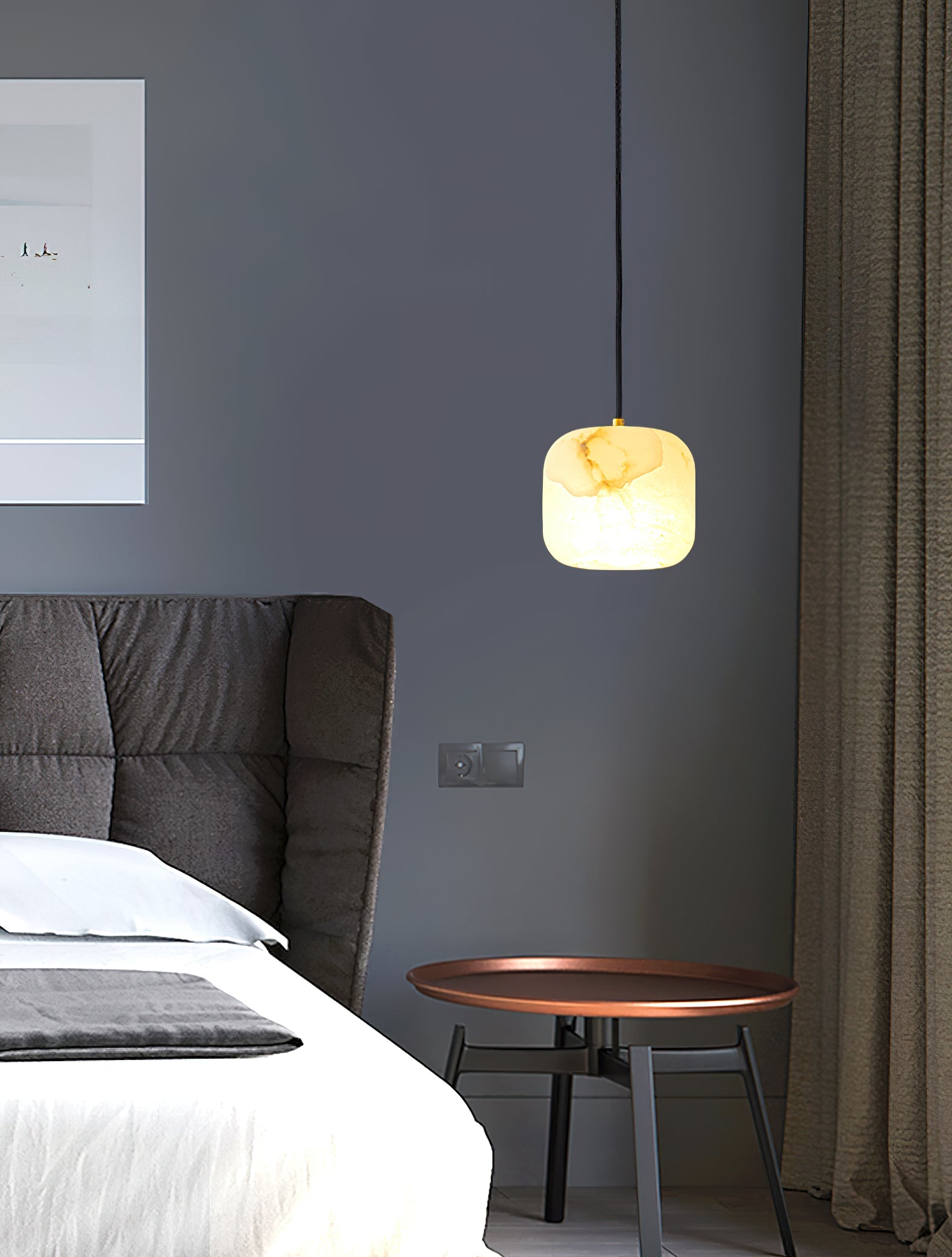 Ember Oak & Co. Alabaster Bedside Pendant Light