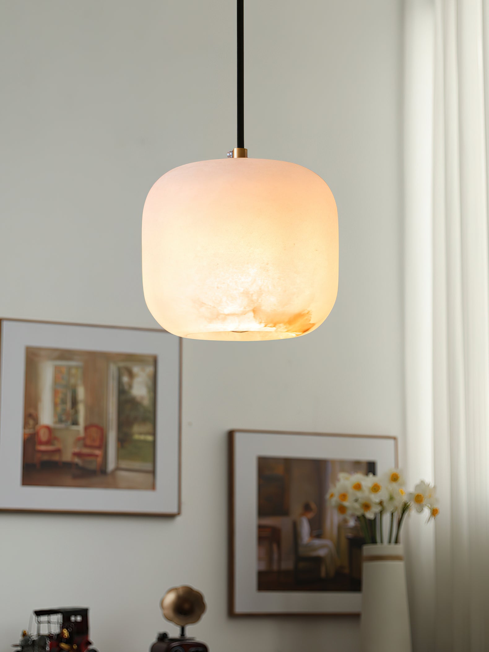Ember Oak & Co. Alabaster Bedside Pendant Light