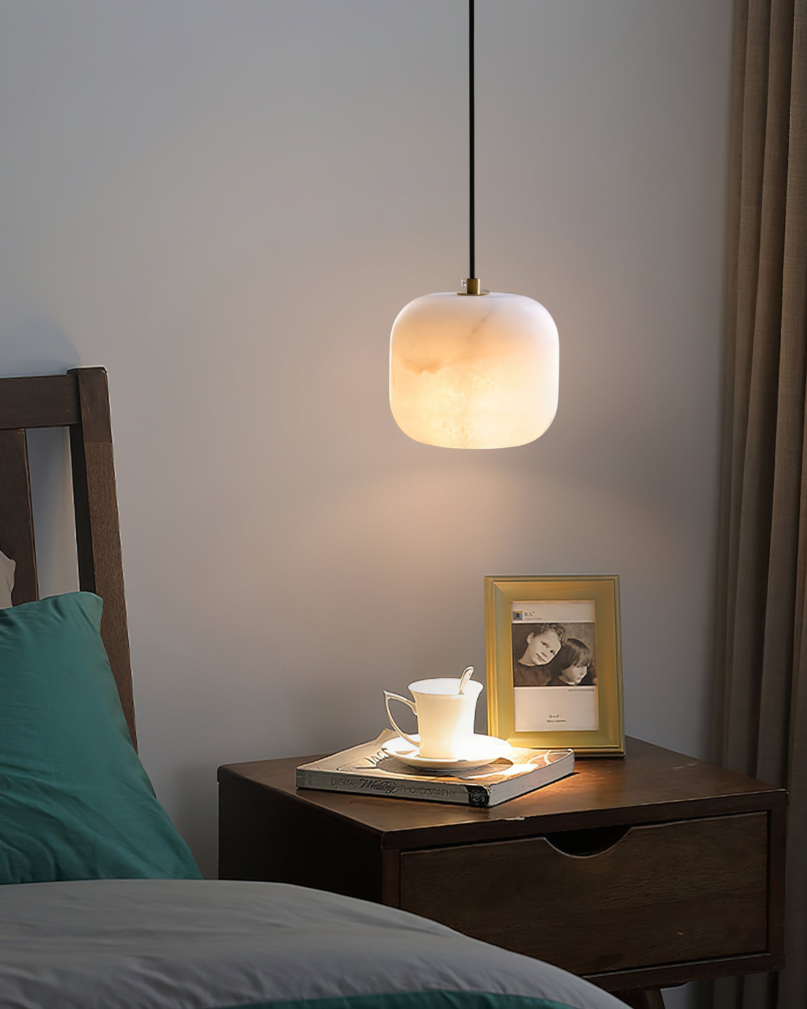 Ember Oak & Co. Alabaster Bedside Pendant Light