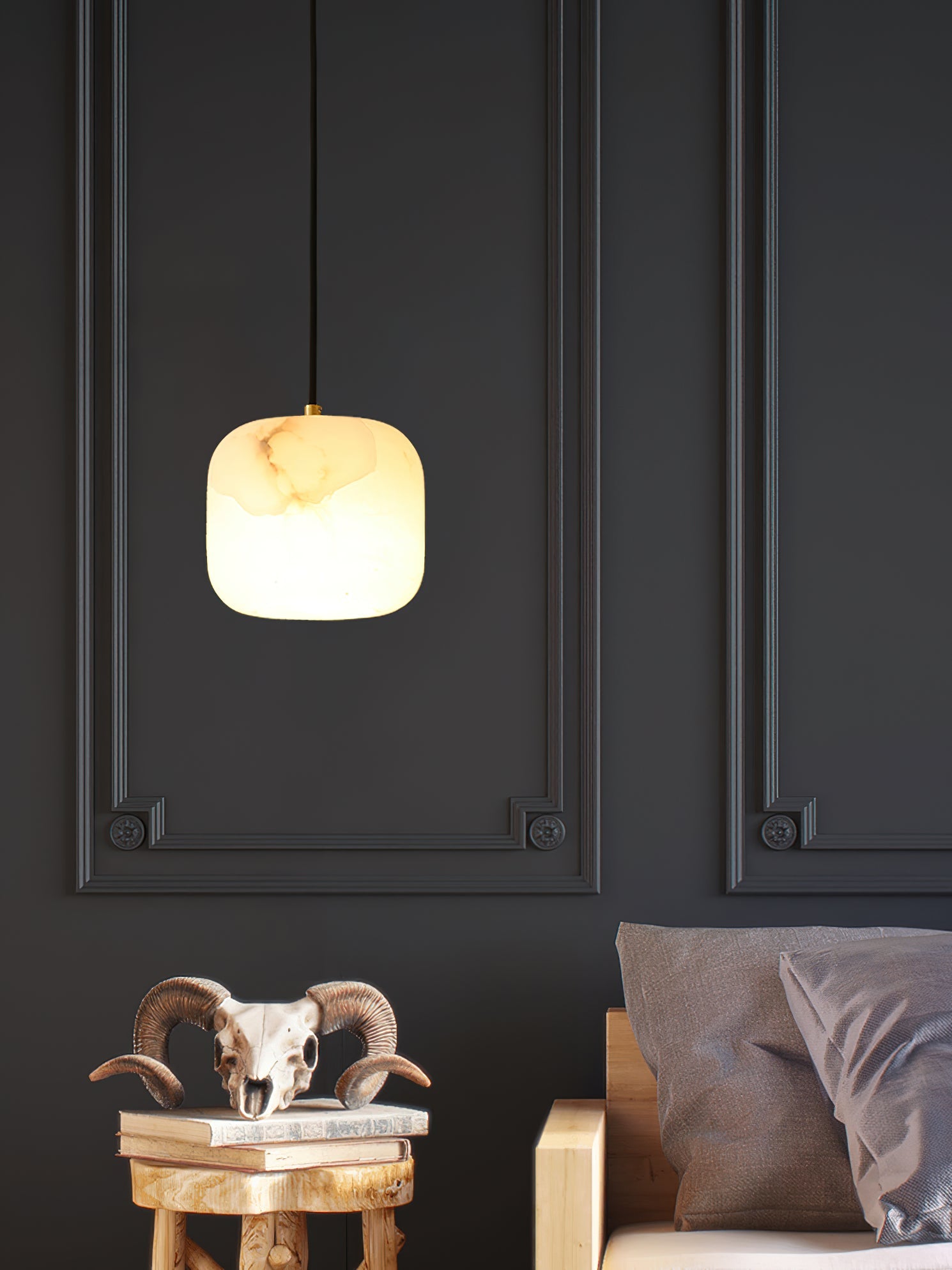 Ember Oak & Co. Alabaster Bedside Pendant Light
