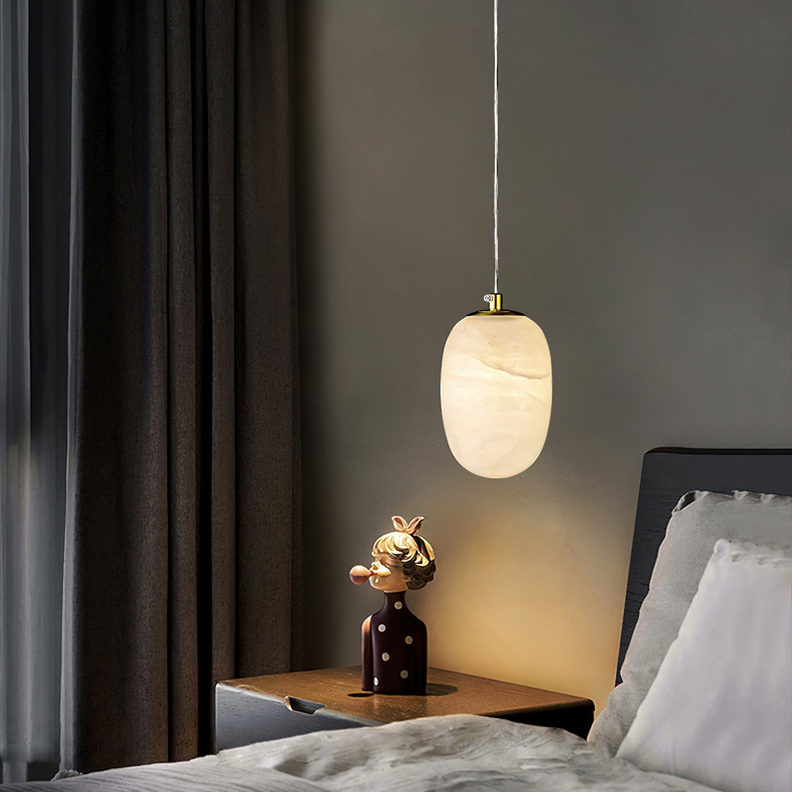 Ember Oak & Co. Alabaster Bedside Pendant Light
