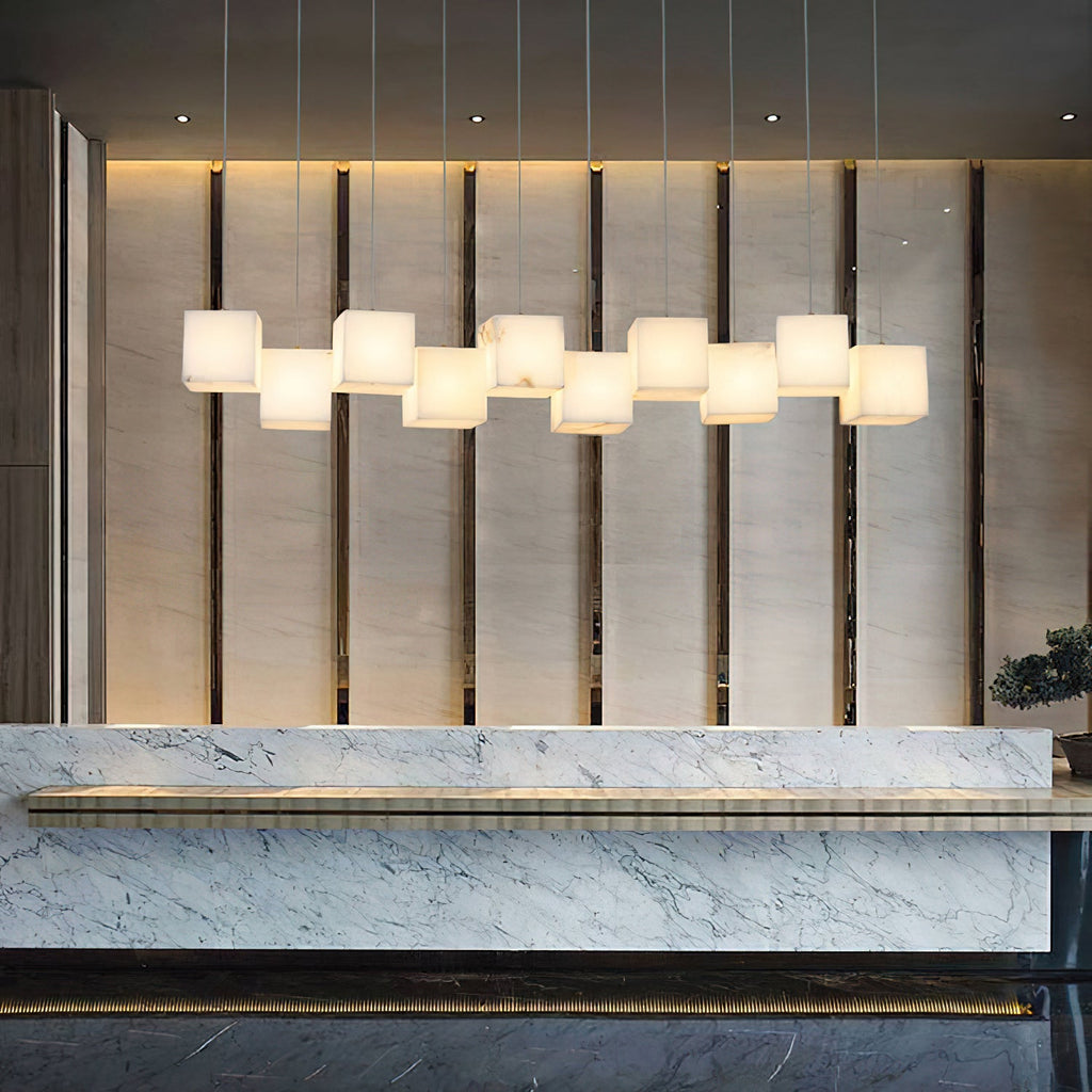 Ember Oak & Co. Alabaster Box Linear Chandelier