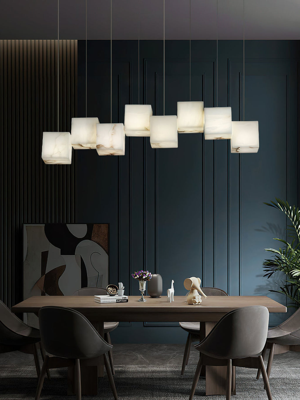 Ember Oak & Co. Alabaster Box Linear Chandelier