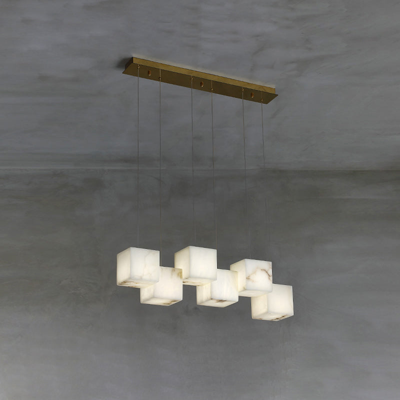 Ember Oak & Co. Alabaster Box Linear Chandelier