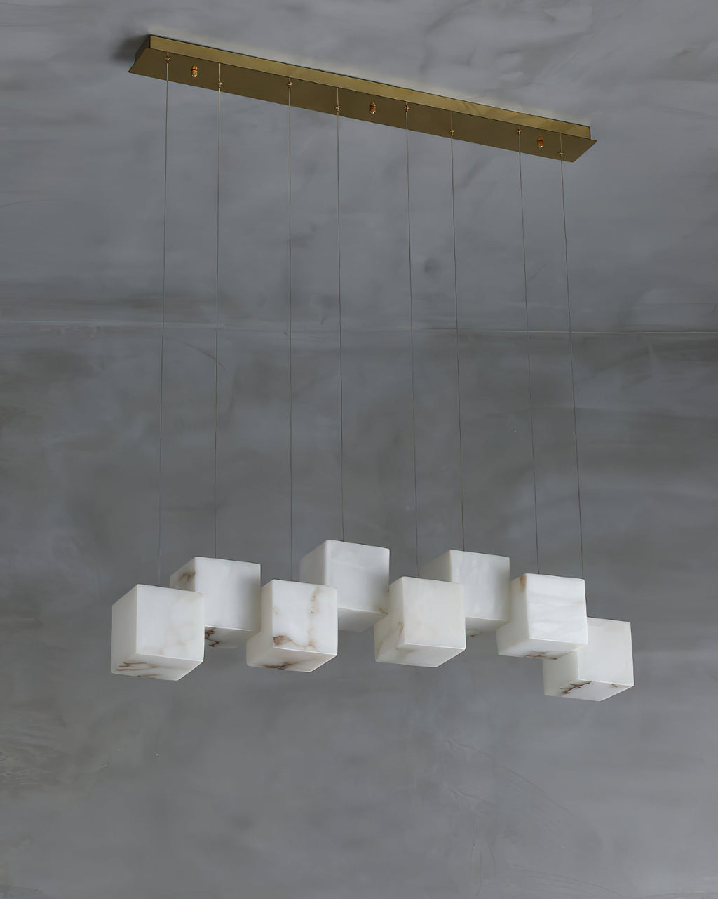 Ember Oak & Co. Alabaster Box Linear Chandelier