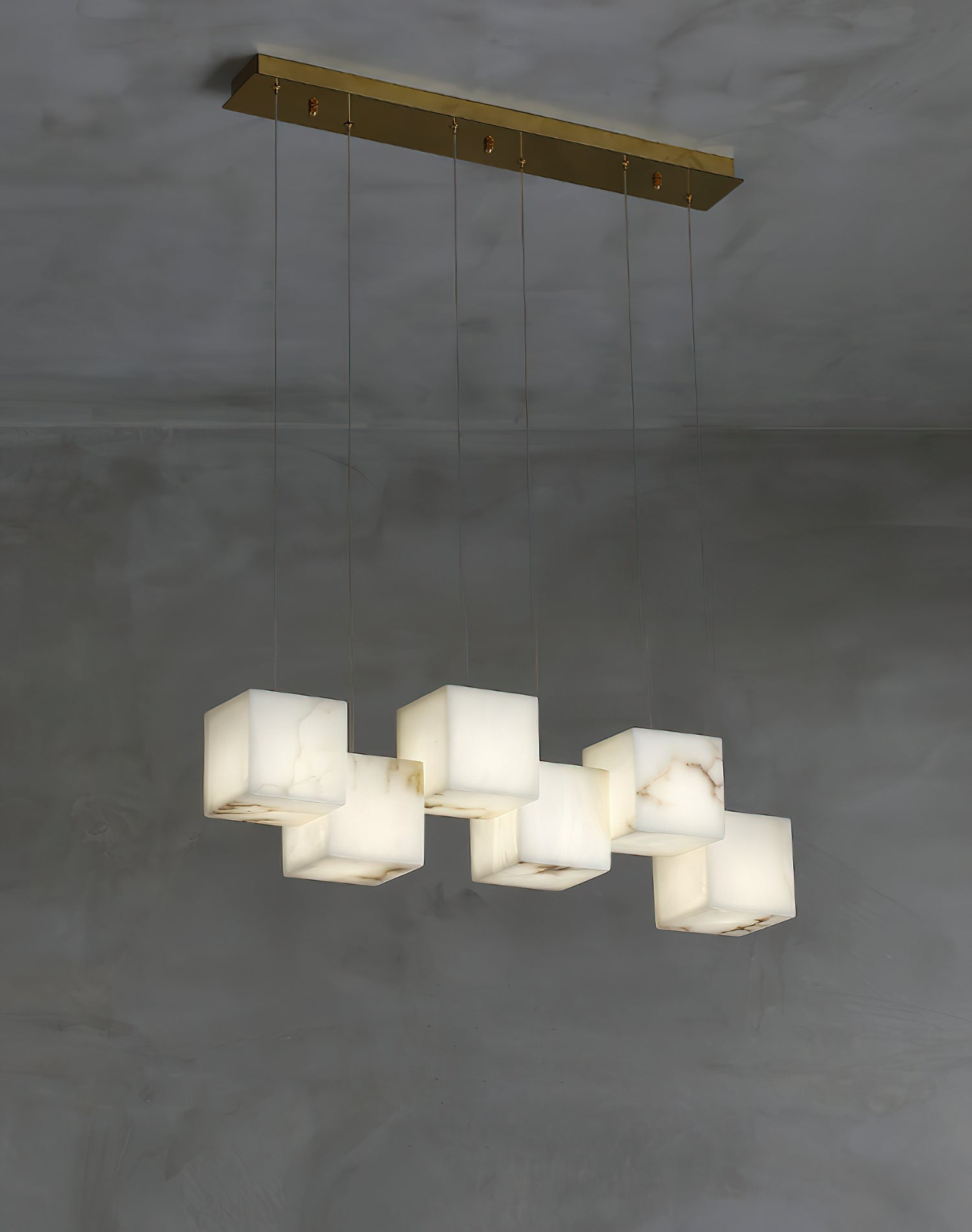 Ember Oak & Co. Alabaster Box Linear Chandelier