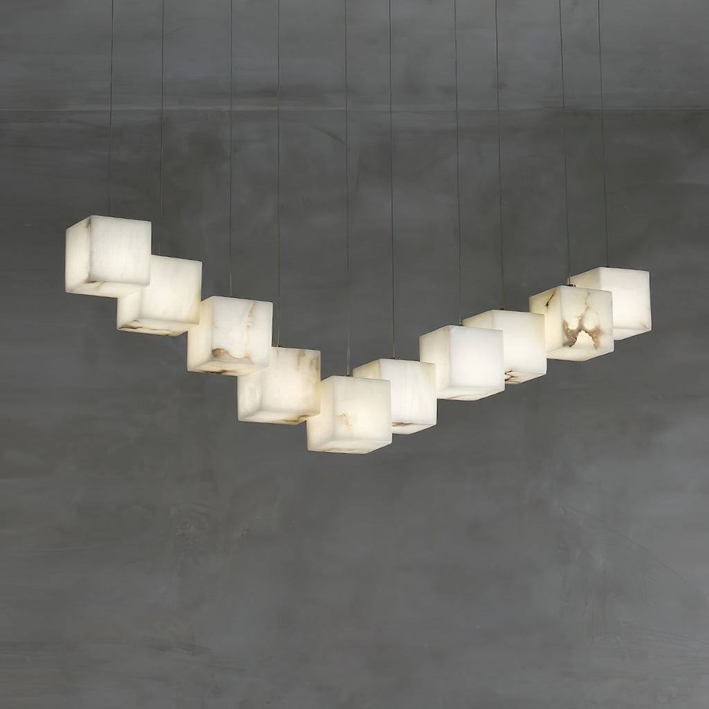 Ember Oak & Co. Alabaster Box Linear Chandelier