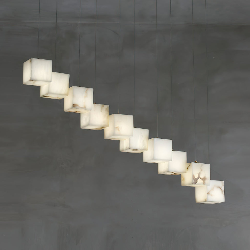 Ember Oak & Co. Alabaster Box Linear Chandelier