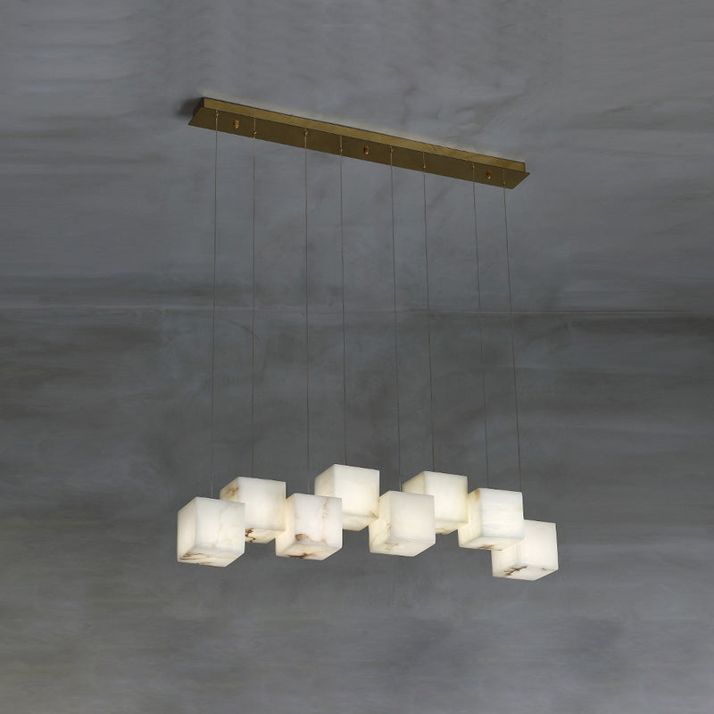 Ember Oak & Co. Alabaster Box Linear Chandelier