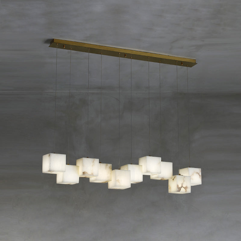 Ember Oak & Co. Alabaster Box Linear Chandelier