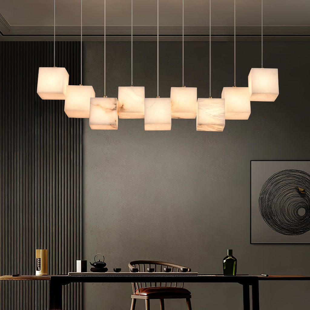 Ember Oak & Co. Alabaster Box Linear Chandelier