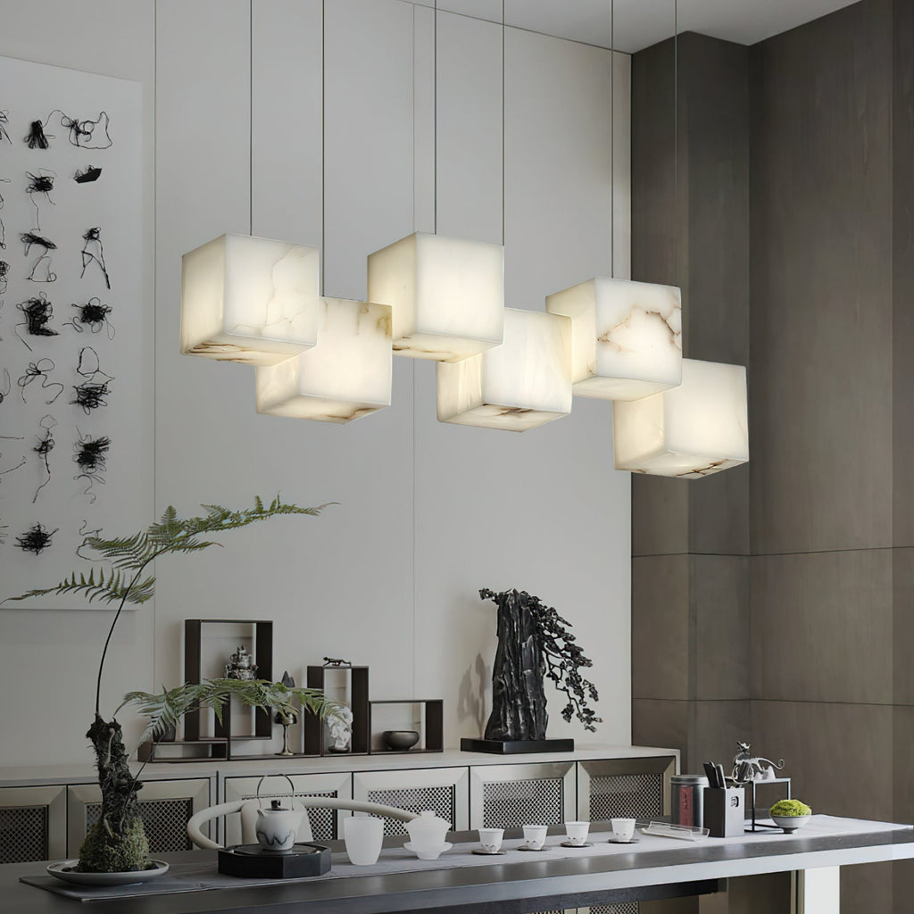 Ember Oak & Co. Alabaster Box Linear Chandelier