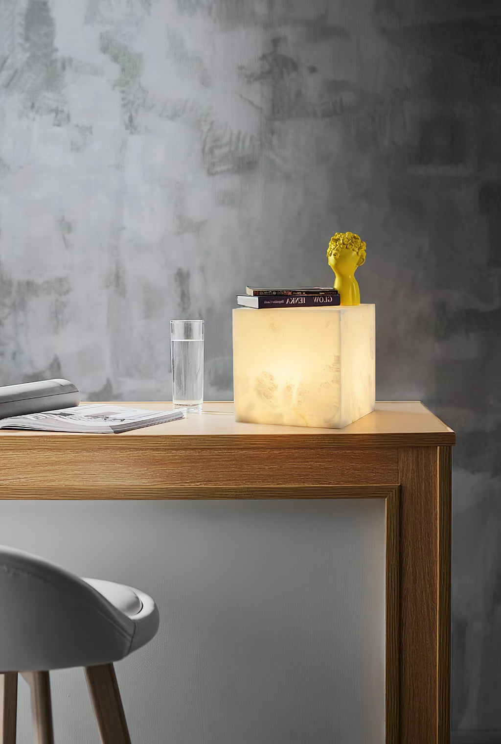 Ember Oak & Co. Alabaster Cubic Table Lamp