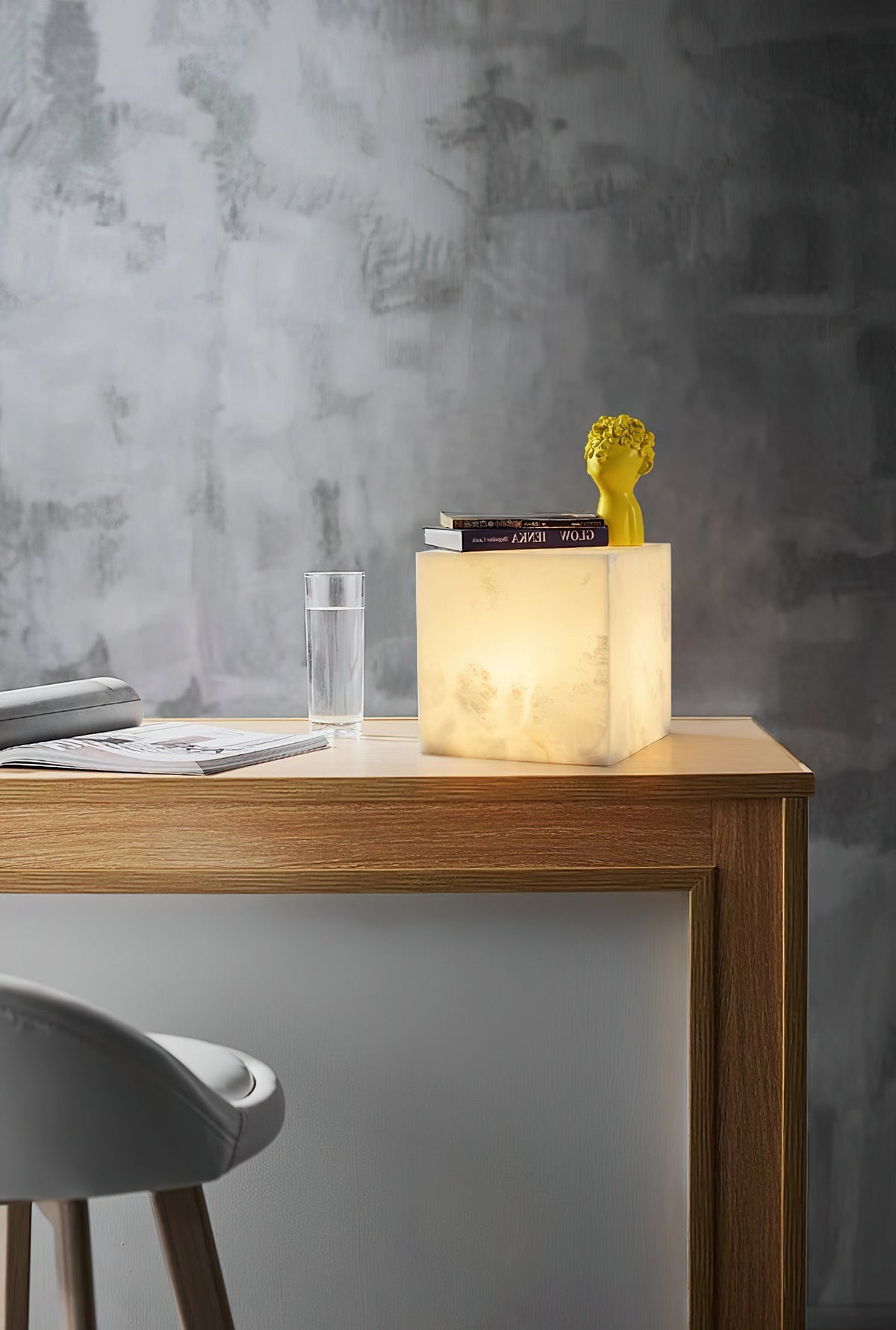 Ember Oak & Co. Alabaster Cubic Table Lamp