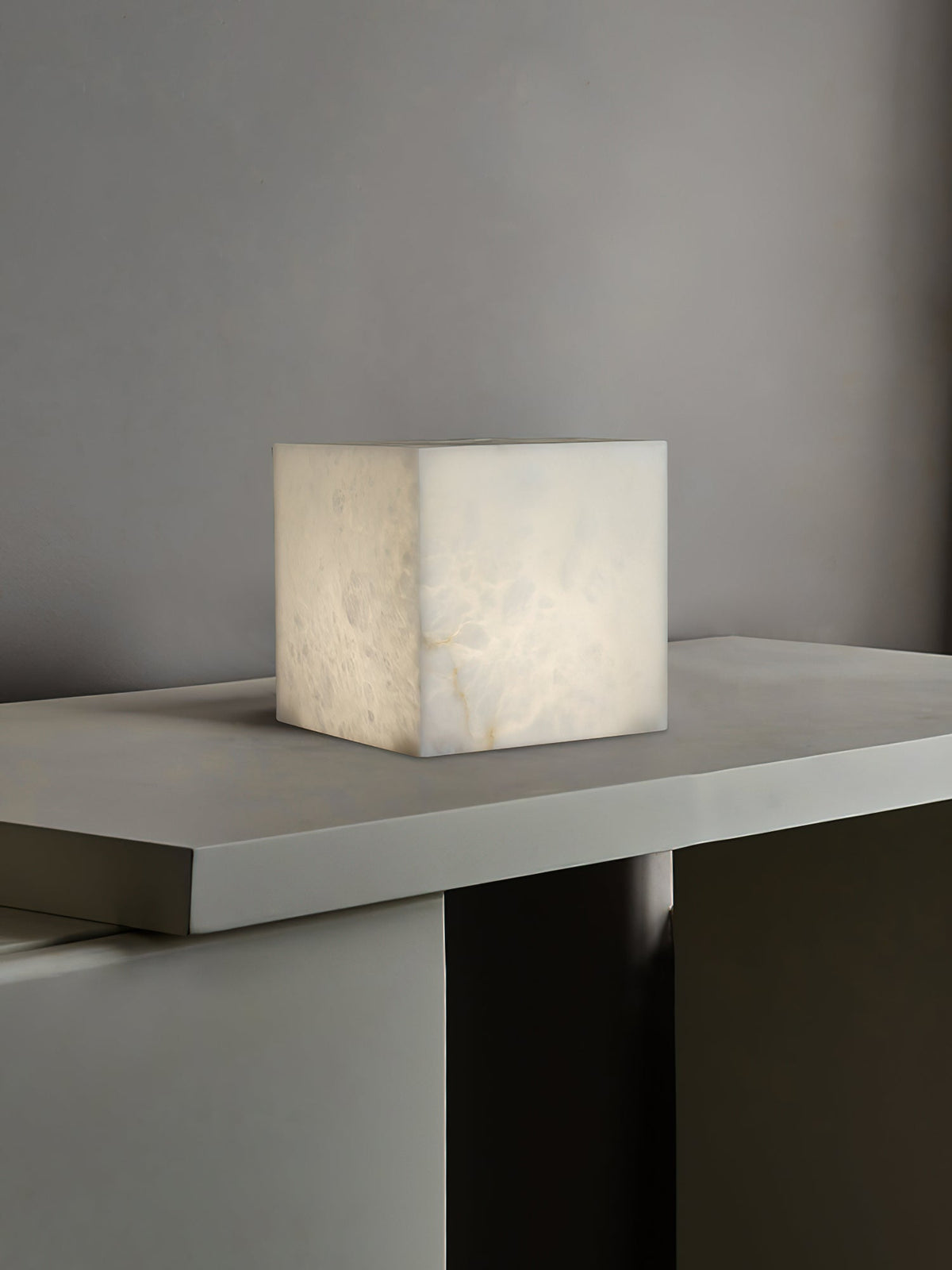 Ember Oak & Co. Alabaster Cubic Table Lamp