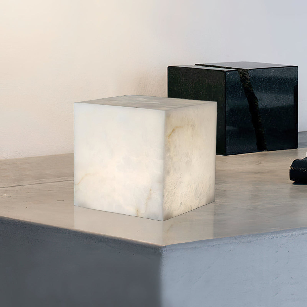 Ember Oak & Co. Alabaster Cubic Table Lamp