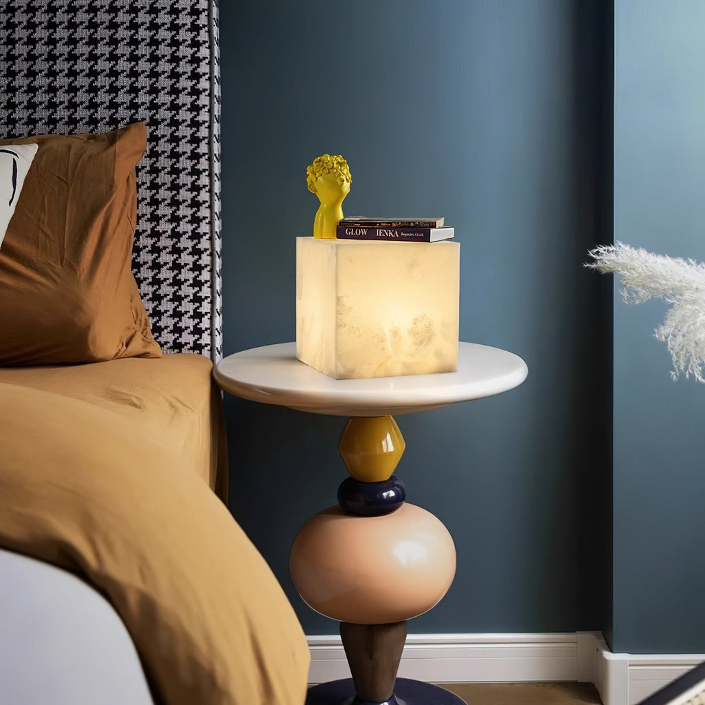 Ember Oak & Co. Alabaster Cubic Table Lamp