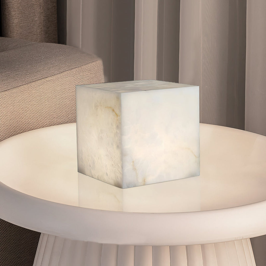 Ember Oak & Co. Alabaster Cubic Table Lamp