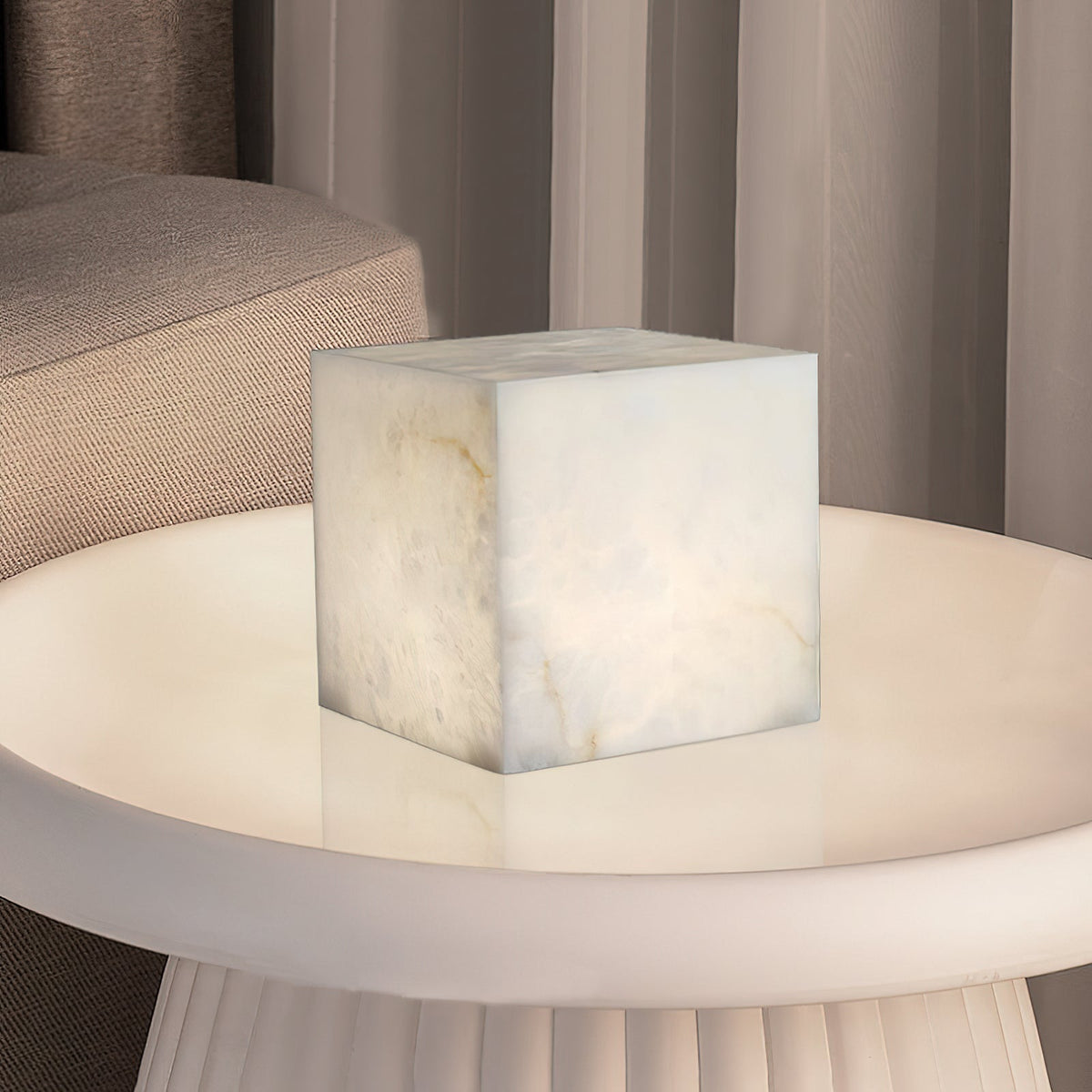 Ember Oak & Co. Alabaster Cubic Table Lamp
