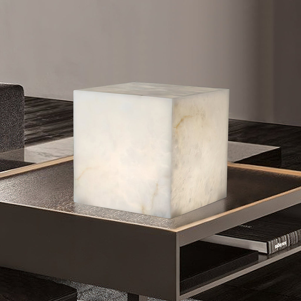Ember Oak & Co. Alabaster Cubic Table Lamp
