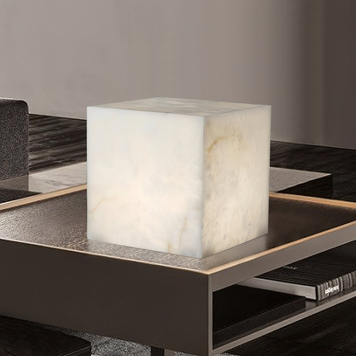 Ember Oak & Co. Alabaster Cubic Table Lamp