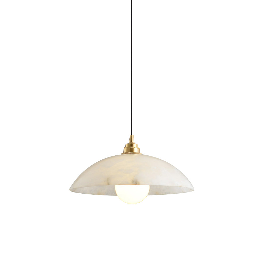 Ember Oak & Co. Alabaster Dome Brass Pendant Light