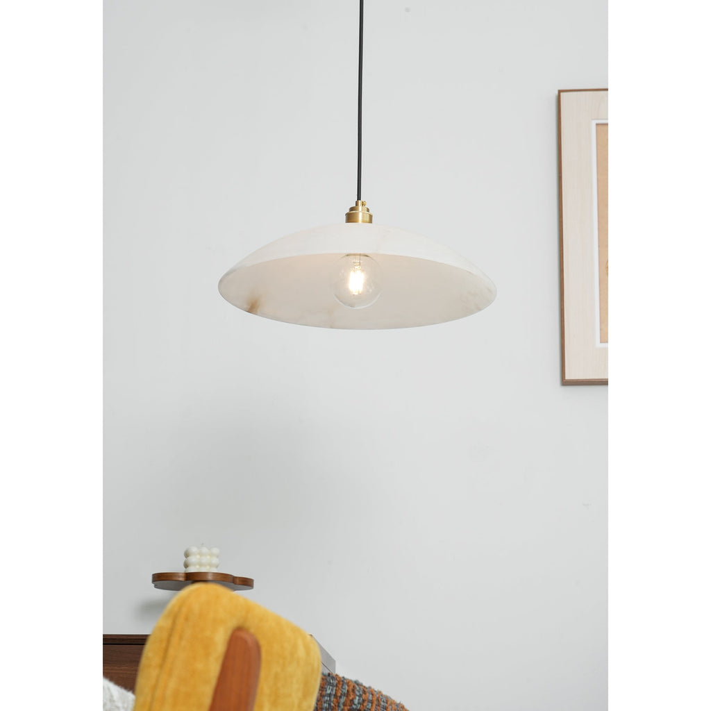Ember Oak & Co. Alabaster Dome Brass Pendant Light