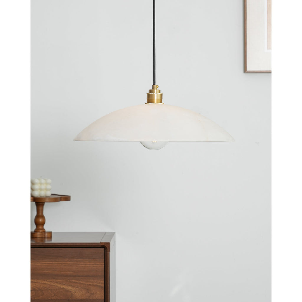 Ember Oak & Co. Alabaster Dome Brass Pendant Light