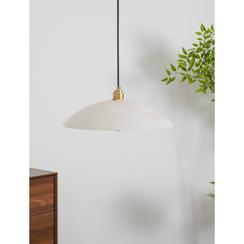 Ember Oak & Co. Alabaster Dome Brass Pendant Light
