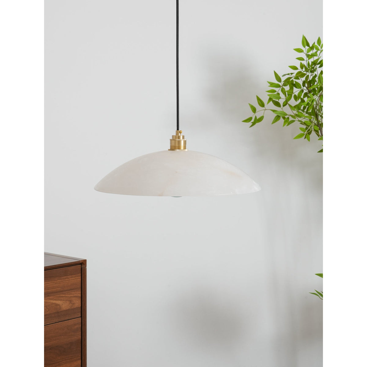 Ember Oak & Co. Alabaster Dome Brass Pendant Light