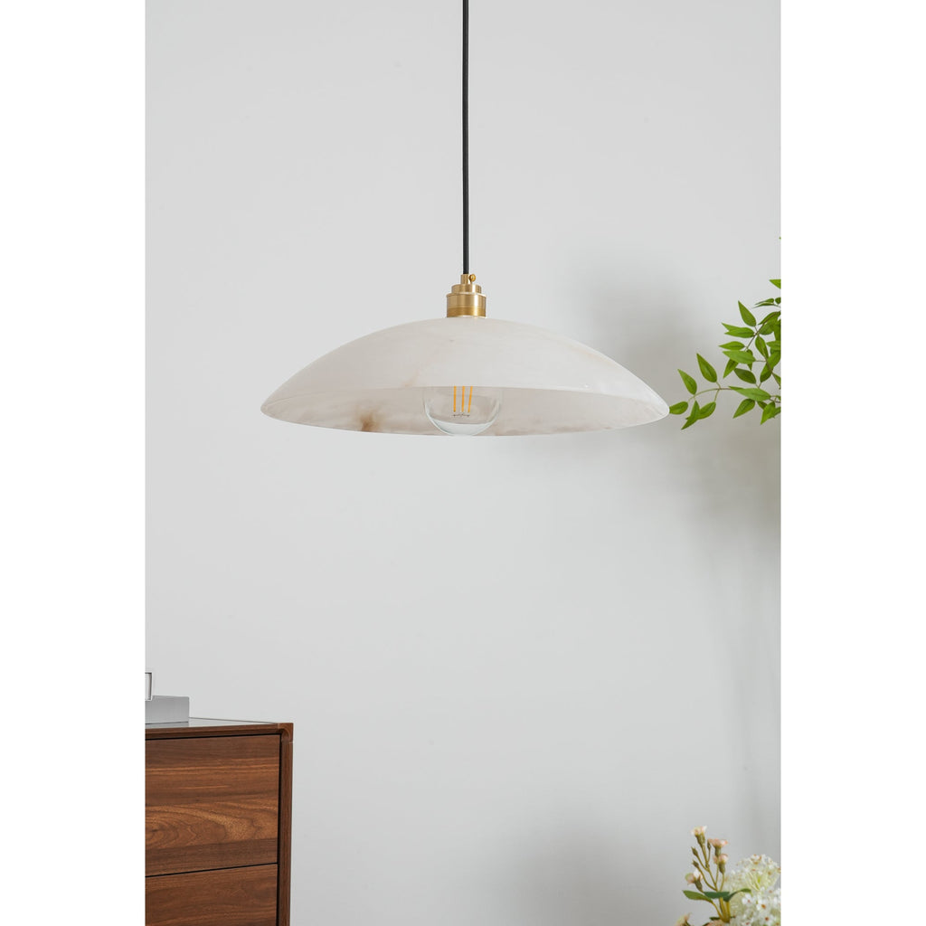 Ember Oak & Co. Alabaster Dome Brass Pendant Light