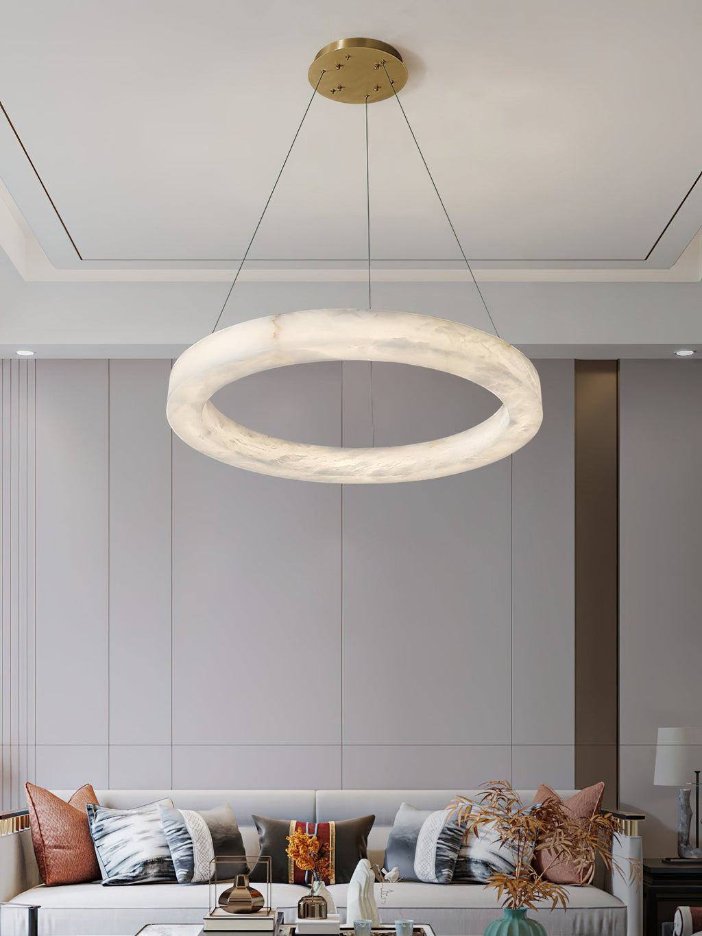 Ember Oak & Co. Alabaster Alabaster Ring Chandelier
