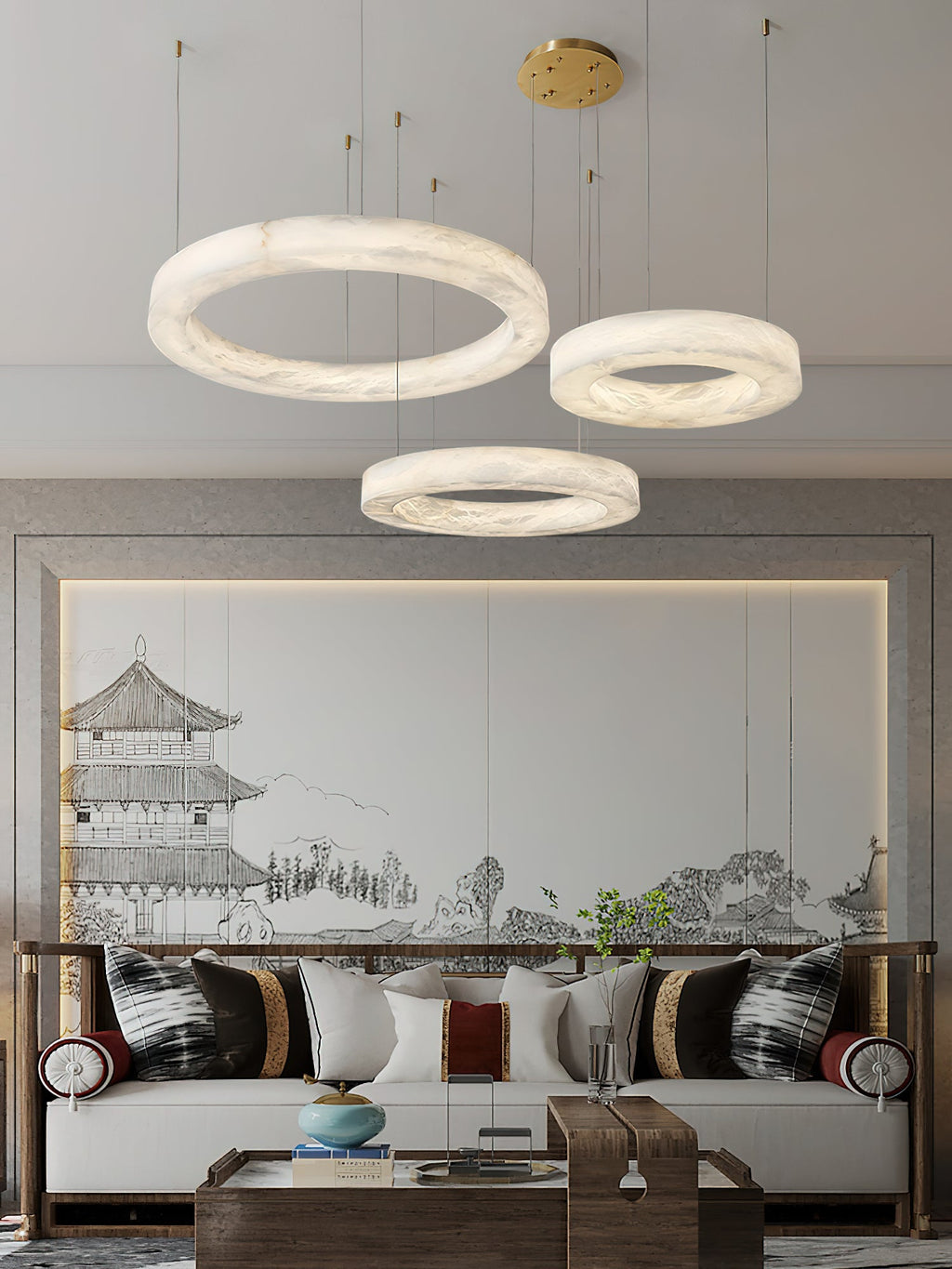 Ember Oak & Co. Alabaster Alabaster Ring Chandelier