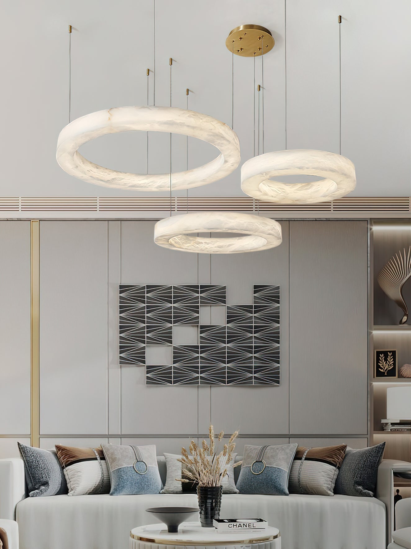 Ember Oak & Co. Alabaster Alabaster Ring Chandelier