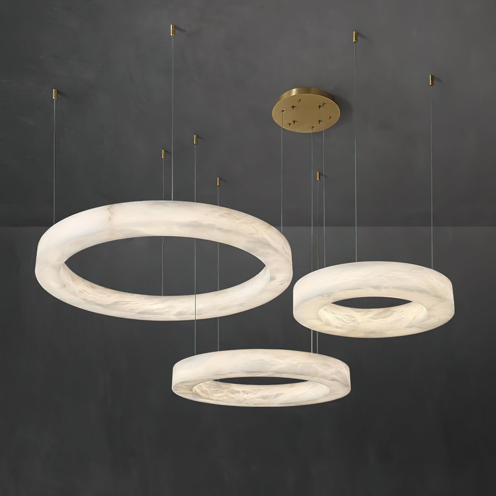 Ember Oak & Co. Alabaster Alabaster Ring Chandelier