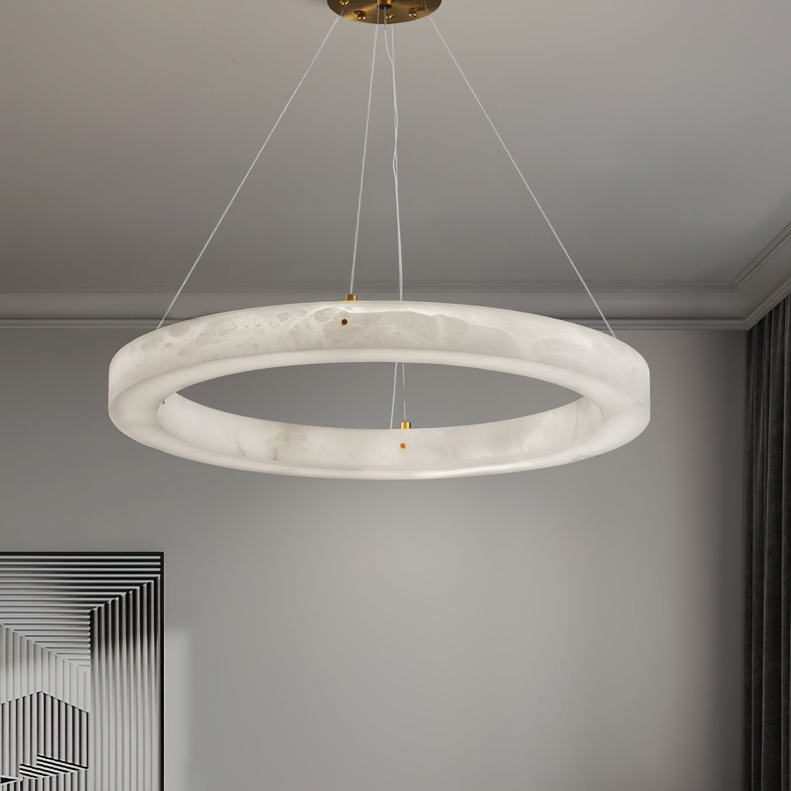 Ember Oak & Co. Alabaster Alabaster Ring Chandelier
